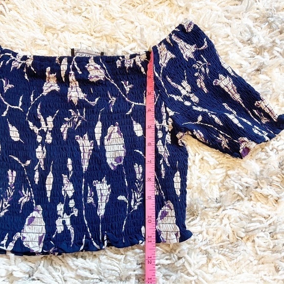 Angie | Women’s Smocked Floral Bohemian Peasant Crop Top Size S/M - Picture 5 of 5